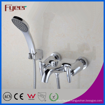 Fyeer Wall Mounted Dual Handle Rainfall Bath Shower Mixer Faucet